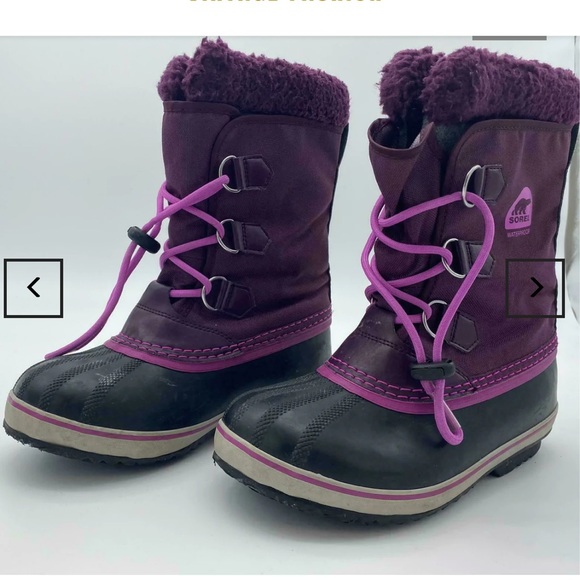Sorel PAC Boots Purple Textile
Waterproof Rubber Removable Lining Size 2 - Picture 3 of 12